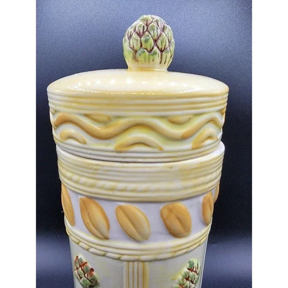 Vintage Ceramic Pasta Spaghetti Storage Container Artichoke Pasta TUSCAN Design - Picture 3 of 8